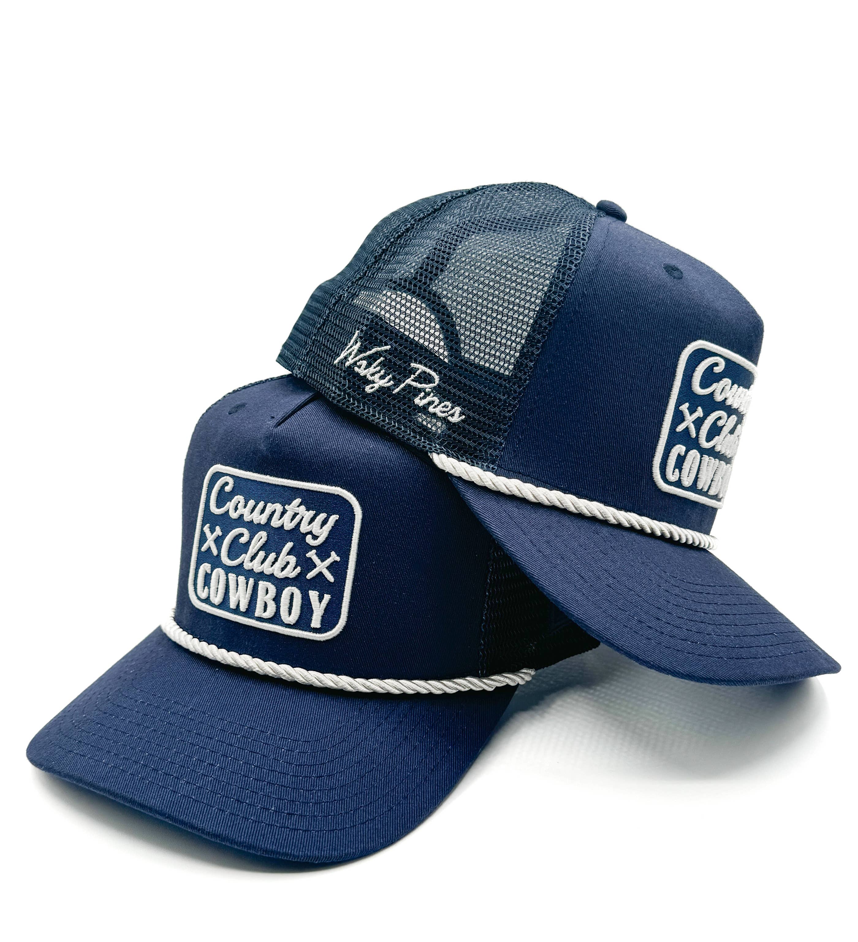 "Country Club Cowboy" Rope Trucker Hat: Black