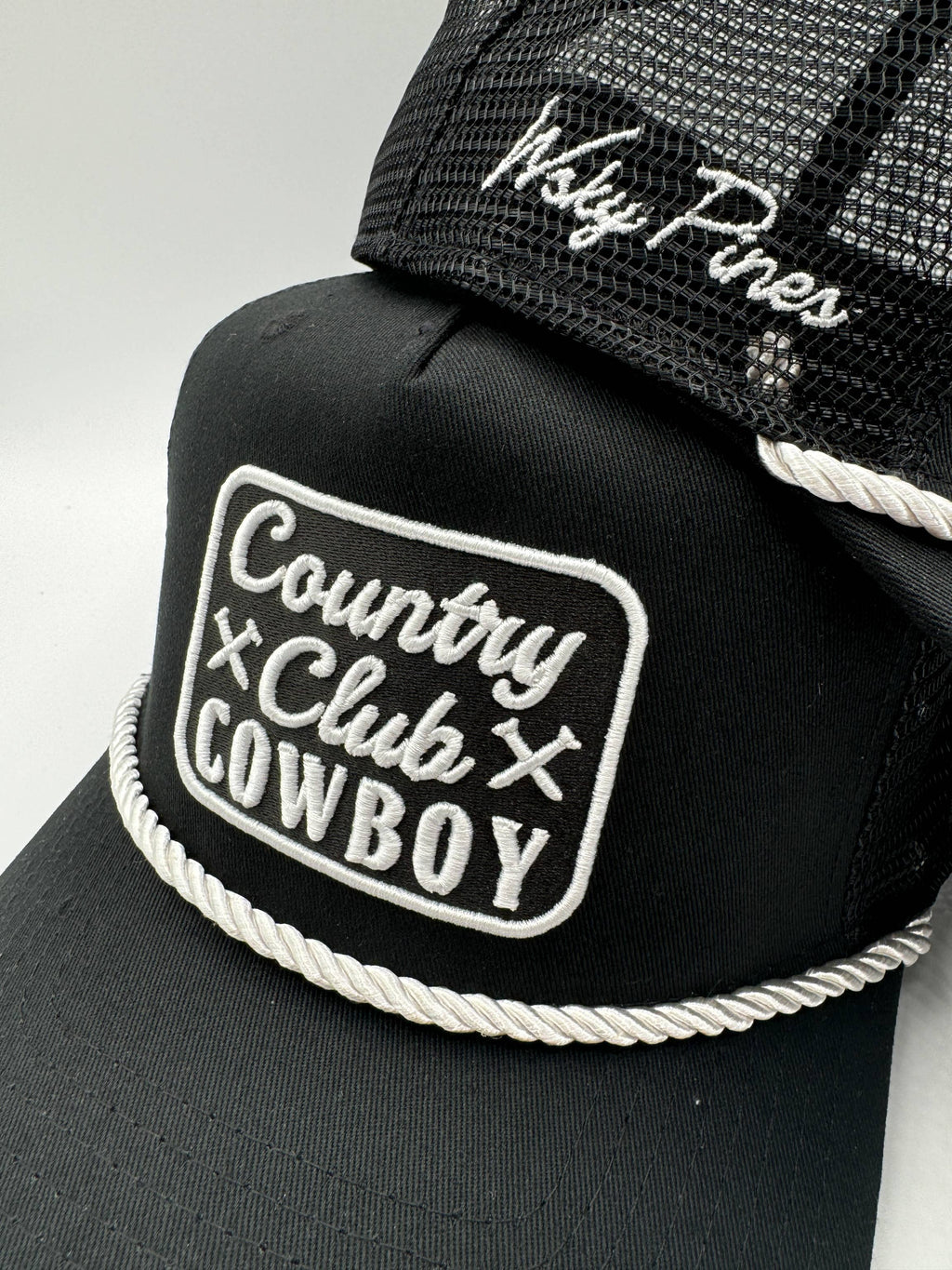 "Country Club Cowboy" Rope Trucker Hat: White