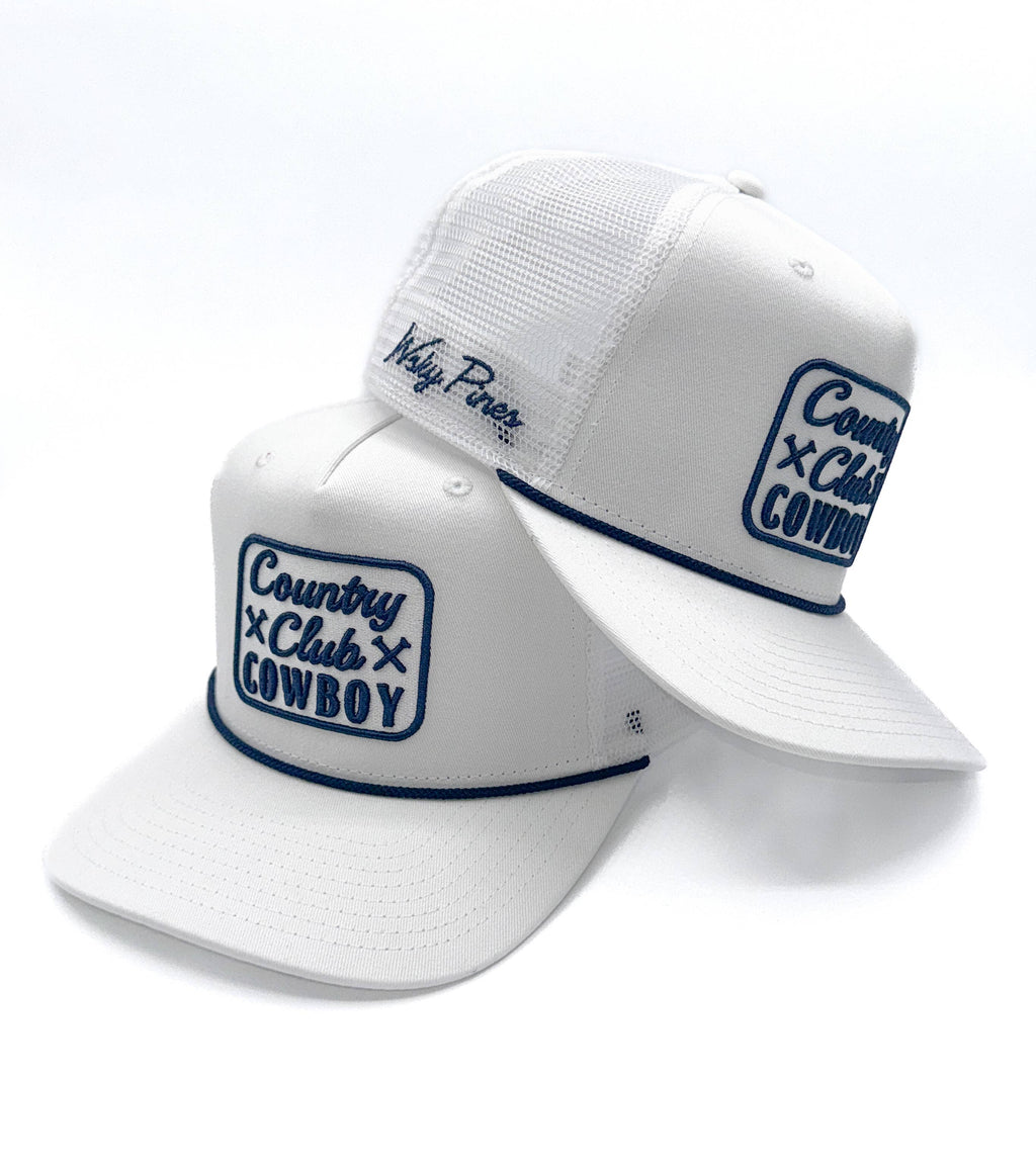 "Country Club Cowboy" Rope Trucker Hat: Black